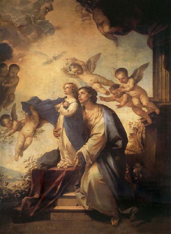 Luca Giordano Holy Ana and the nina Maria Second mitade of the 17th century oil painting image